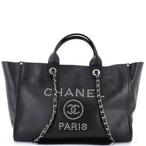 Chanel Medium Deauville Tote Studded Caviar